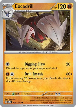 Excadrill 109/191  - Reverse Holofoil SV08 Surging Sparks - Common