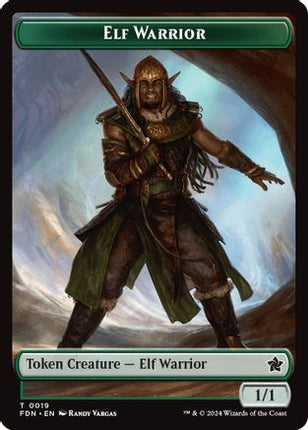 Elf Warrior // Cat (001) Doubled-Sided Token (FDN-19 // 1) - Foundations Foil
