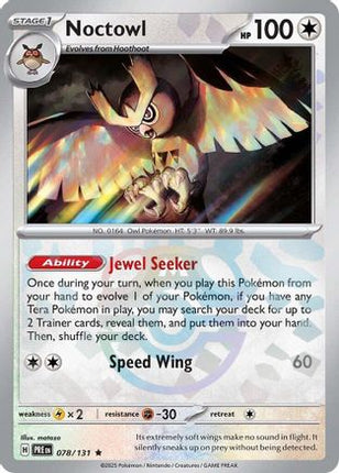Noctowl (Master Ball Pattern) 078/131  - Holofoil SV Prismatic Evolutions - Rare