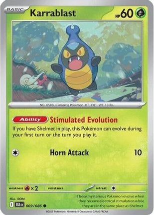Karrablast 009/086  - Reverse Holofoil SV Black Bolt - Common
