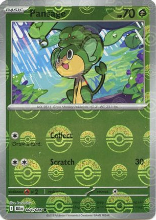 Pansage 004/086  - Holofoil SV Black Bolt - Common