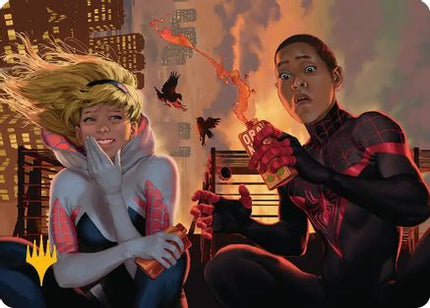 Heroes' Hangout Art Card (Gold-Stamped Planeswalker Symbol) (AASPM-014) - Art Series: Marvel's Spider-Man