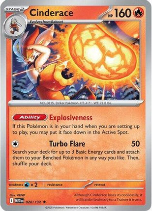 Cinderace 028  - Holofoil ME01 Mega Evolution - Rare