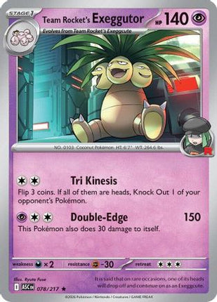 Team Rocket's  exeggutor 078  - Holofoil ME Ascended Heroes - Rare