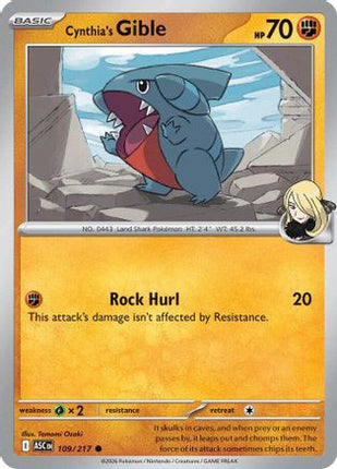 Cynthia's Gible 109  - Reverse Holofoil ME Ascended Heroes - Common