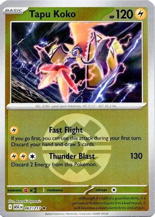 Tapu Koko (Quick Ball) 067  - Reverse Holofoil ME Ascended Heroes - Rare