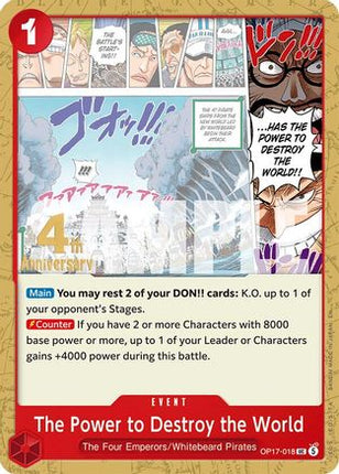 The Power to Destroy the World (OP17-018) - The World's Strongest Warriors Release Event Cards