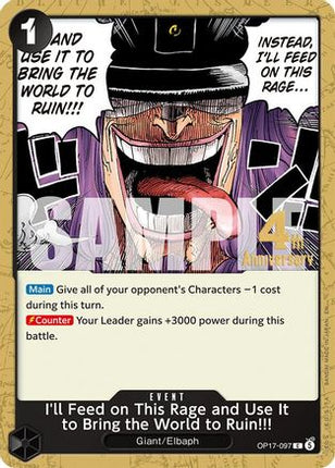 I'll Feed on This Rage and Use It to Bring the World to Ruin!!! (OP17-097) - The World's Strongest Warriors Release Event Cards