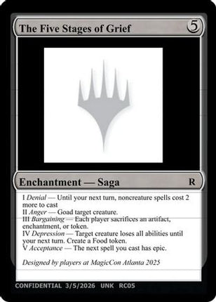 The Five Stages of Grief (UNK-) - Un-Known Event Playtest Cards
