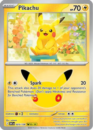 Pikachu 025/128  - Holofoil ME 30th Celebration - None