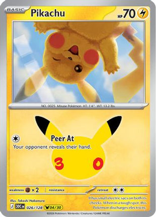 Pikachu 026/128  - Holofoil ME 30th Celebration - None