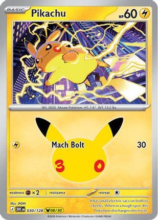 Pikachu 030/128  - Holofoil ME 30th Celebration - None