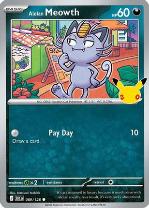 Alolan Meowth 089/128  - Holofoil ME 30th Celebration - Common