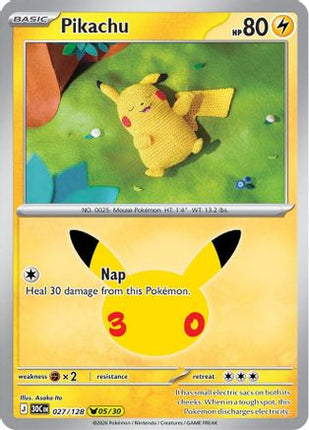 Pikachu 027/128  - Holofoil ME 30th Celebration - Pikachu Rare