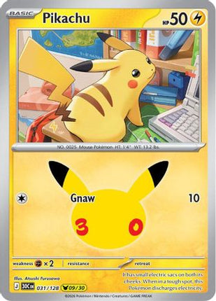 Pikachu 031/128  - Holofoil ME 30th Celebration - Pikachu Rare