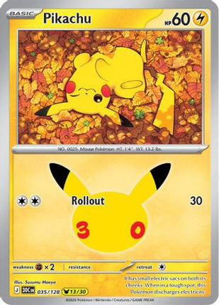 Pikachu 035/128  - Holofoil ME 30th Celebration - Pikachu Rare