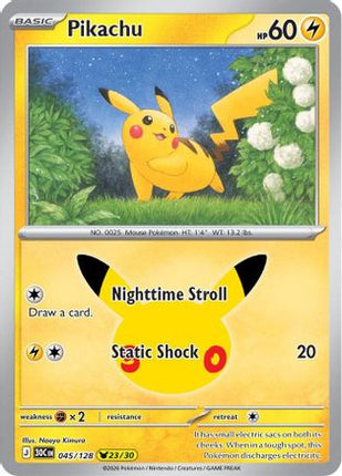 Pikachu 045/128  - Holofoil ME 30th Celebration - Pikachu Rare