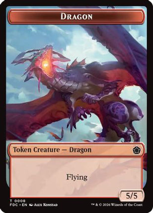 Dragon (0008) // Treasure Double-Sided Token (FDC-8 // 16) - Commander: Foundations