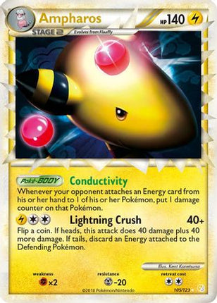 Ampharos (Prime) 105/123  - Holofoil HeartGold SoulSilver - Ultra Rare