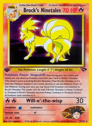 Brock's Ninetales 003/132  - Unlimited Holofoil Gym Challenge - Holo Rare