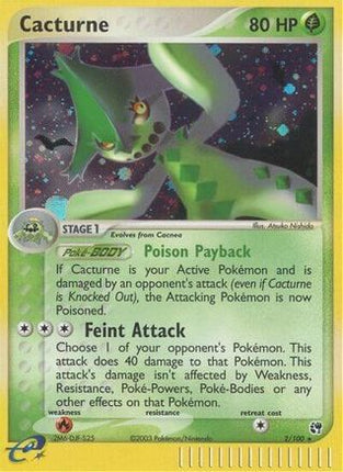 Cacturne 002  - Reverse Holofoil Sandstorm - Holo Rare