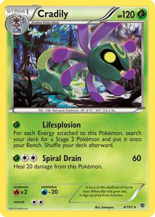 Cradily/101  - Reverse Holofoil Plasma Blast - Rare