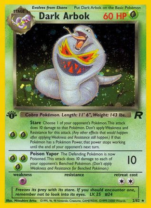 Dark Arbok (2) 002/82  - 1st Edition Holofoil Team Rocket - Holo Rare