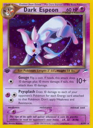 Dark Espeon 004  - Unlimited Holofoil Neo Destiny - Holo Rare
