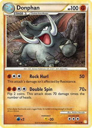 Donphan 040/123  - Reverse Holofoil HeartGold SoulSilver - Uncommon