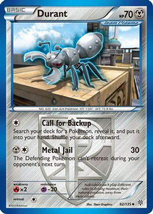 Durant (Team Plasma) (92)/135  - Reverse Holofoil Plasma Storm - Uncommon