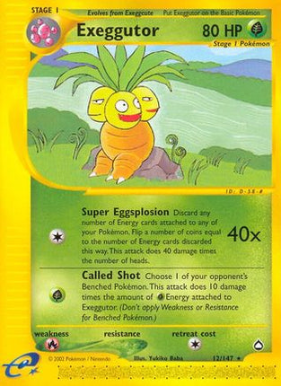 Exeggutor (12) 012  - Reverse Holofoil Aquapolis - Rare