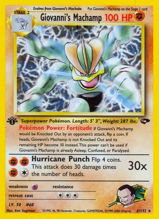Giovanni's Machamp 006/132  - 1st Edition Holofoil Gym Challenge - Holo Rare