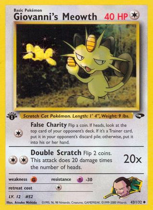 Giovanni's Meowth (43) 043/132  - 1st Edition Gym Challenge - Uncommon
