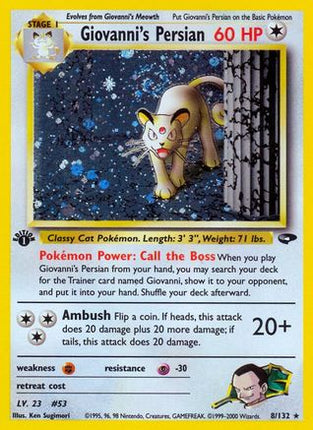 Giovanni's Persian 008/132  - 1st Edition Holofoil Gym Challenge - Holo Rare