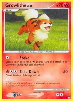 Growlithe 063  - Reverse Holofoil Rising Rivals - Common