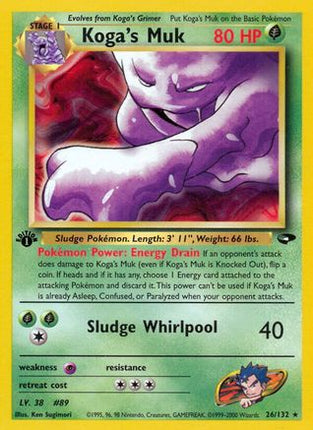 Koga's Muk 026/132  - Unlimited Gym Challenge - Rare