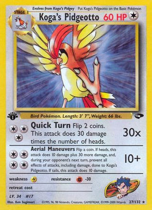 Koga's Pidgeotto 027/132  - Unlimited Gym Challenge - Rare