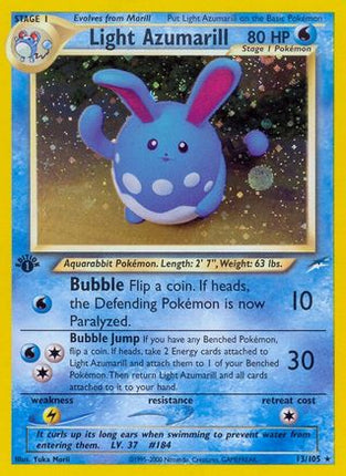 Light Azumarill 013/105  - Unlimited Holofoil Neo Destiny - Holo Rare