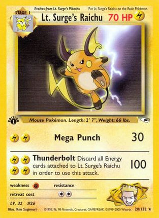 Lt. Surge's Raichu 028/132  - 1st Edition Gym Heroes - Rare