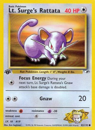 Lt. Surge's Rattata 082/132  - 1st Edition Gym Heroes - Common
