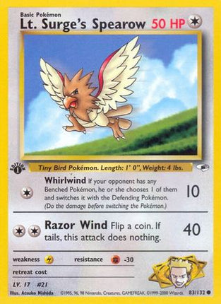 Lt. Surge's Spearow (83) 083/132  - 1st Edition Gym Heroes - Common