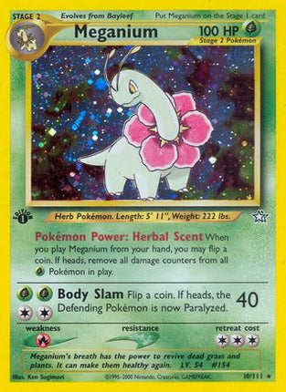 Meganium (10) 010/111  - Unlimited Holofoil Neo Genesis - Holo Rare