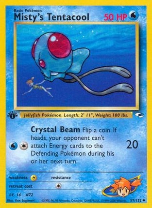 Misty's Tentacool (57) 057/132  - 1st Edition Gym Heroes - Uncommon