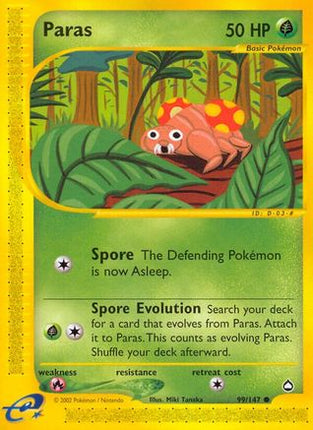 Paras 099/147  - Reverse Holofoil Aquapolis - Common