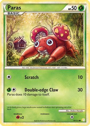 Paras 076/123  - Reverse Holofoil HeartGold SoulSilver - Common