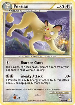 Persian 027/123  - Reverse Holofoil HeartGold SoulSilver - Rare