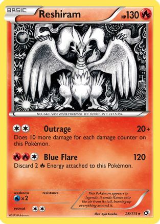Reshiram 028/113  - Reverse Holofoil Legendary Treasures - Holo Rare
