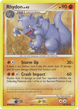 Rhydon 060/130  - Reverse Holofoil Diamond and Pearl - Uncommon