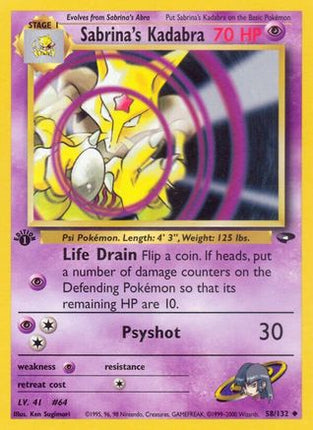 Sabrina's Kadabra 058/132  - 1st Edition Gym Challenge - Uncommon