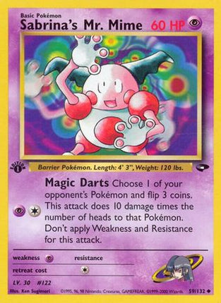Sabrina's Mr. Mime 059/132  - 1st Edition Gym Challenge - Uncommon